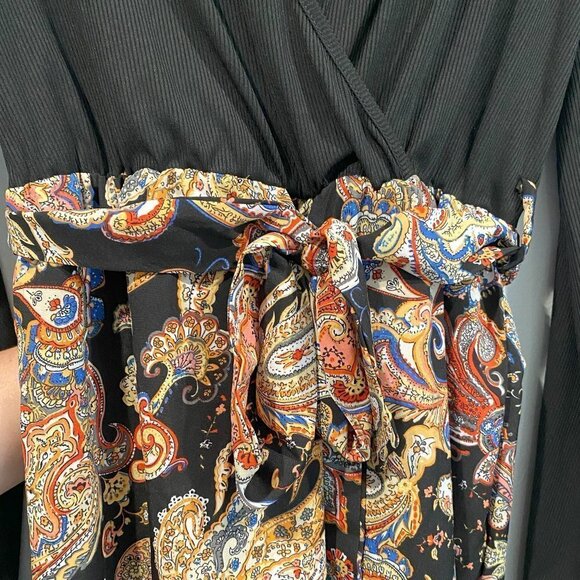 Paisley Print Belted Jumpsuit Boho Chic Streetwear - Size 6 - Picture 4 of 7